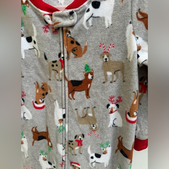 NWOT Carter’s 3T Unisex Christmas Dog Fleece Footie Long Sleeve Pajamas - Picture 2 of 4